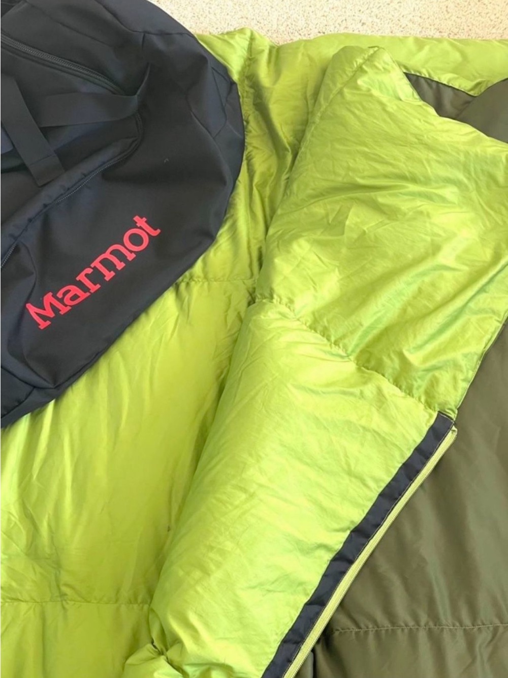 Marmot down yurt Sleeping blanket/ bag with a duffle bag Set